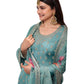 Light Blue - Simple / Classy Ladies Indian Palazzo Trousers Suit with Printed Dupatta - Size 20 (46") - VF67834 TK1024