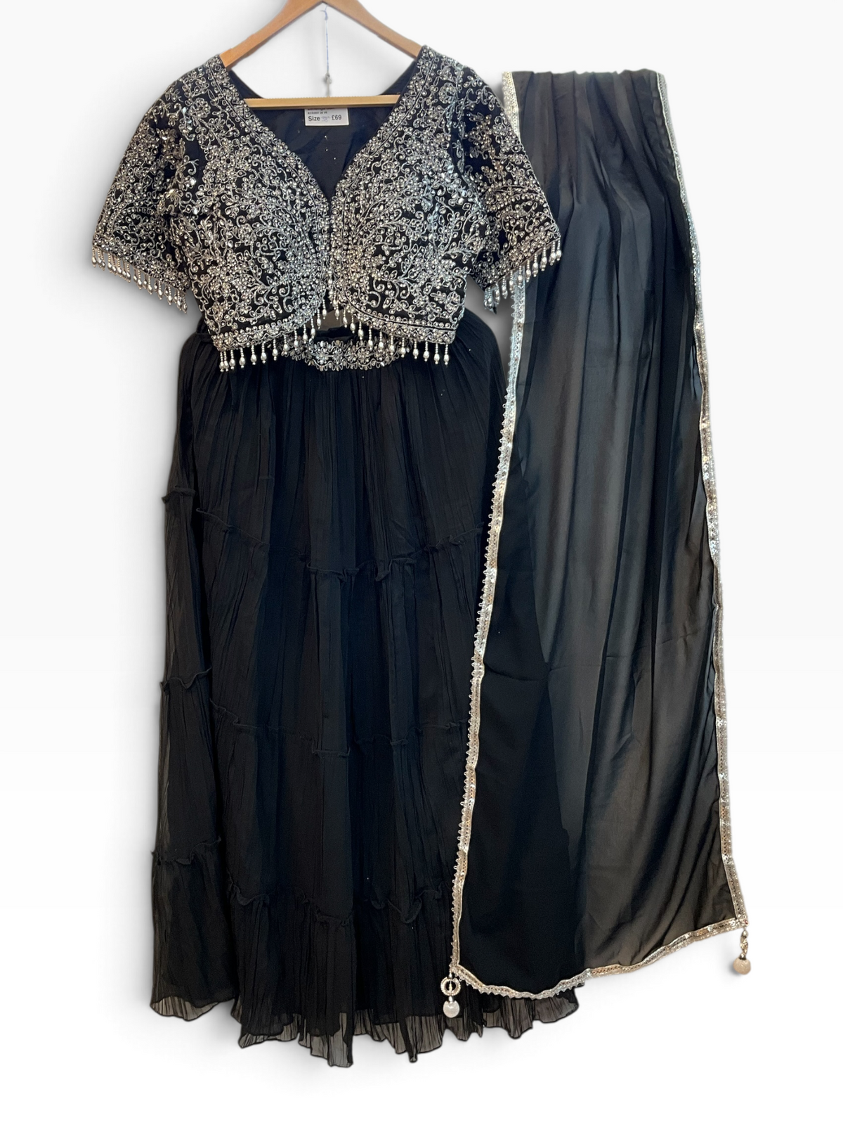 SALE ! Size UK 12 (38") Black - Lehenga Set - Mehndi / Sangeet / Bridesmaids / Weddings / Garba  - UK Stock - 24h Dispatch - KTC250126 01VK25