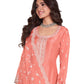 Peach - Simple / Classy Silky Ladies Indian Salwar Suit with Rich Dupatta - Available in Sizes 12 & 18 - VF69093 VR 0924