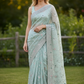 Pastel Sea Green - Fancy Embroidered Saree with Blouse Piece - UK stock - 24hr Dispatch - SP250613 VP