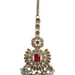 Multi Coloured - Large - Antique Gold Finish Traditional Tika Head piece - Bollywood - Weddings - PRI1773  11V24