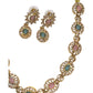 Sea Green / Pink - Small Size Gold Finish Necklace Set with Earrings - SB1124  11A24
