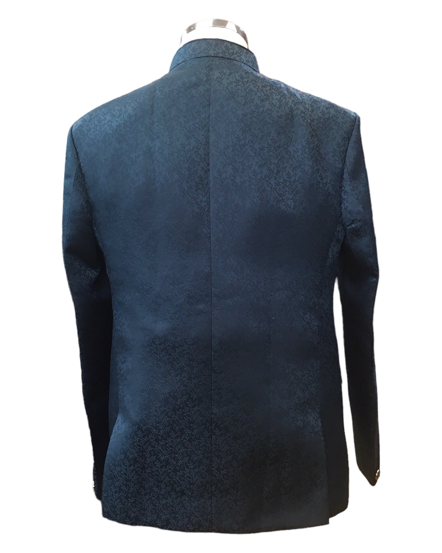 PREMIUM Slim Fit Mens Teal Self Brocade BandhGala / Prince / Chinese Collar Jacket - Fantastic Fit - CS2410 TA 0524