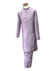 Lilac - Mens Plain Silky Kurta Set with matching smart trousers - Great with Waistcoats YD2320 KJ 0623