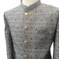 Grey - Classic Self Brocade Sherwani with Gold Buttons -  BS786 JP 0823