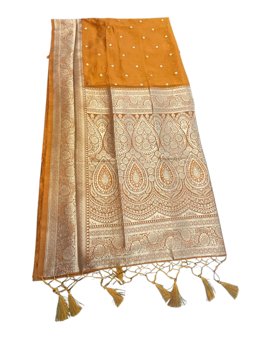 Haldi / Mustard Yellow 3 - Traditional Handloom Saree with Blouse Piece - UK stock - 24hr Dispatch - SP2630 KP