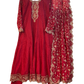 UK 16 / 42" - Fuchsia Pink - Crepe Ladies Anarkali Trousers Suit - Sangeet / Henna / Temple - OC16117 JY
