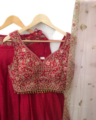 Magenta / Fuchsia Pink Ready Made Lehenga Set - Size 12 - 38