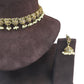 Gold / Neutral - Small Size Antique Gold Finish Necklace Set with Earrings - VJY401  A 0424