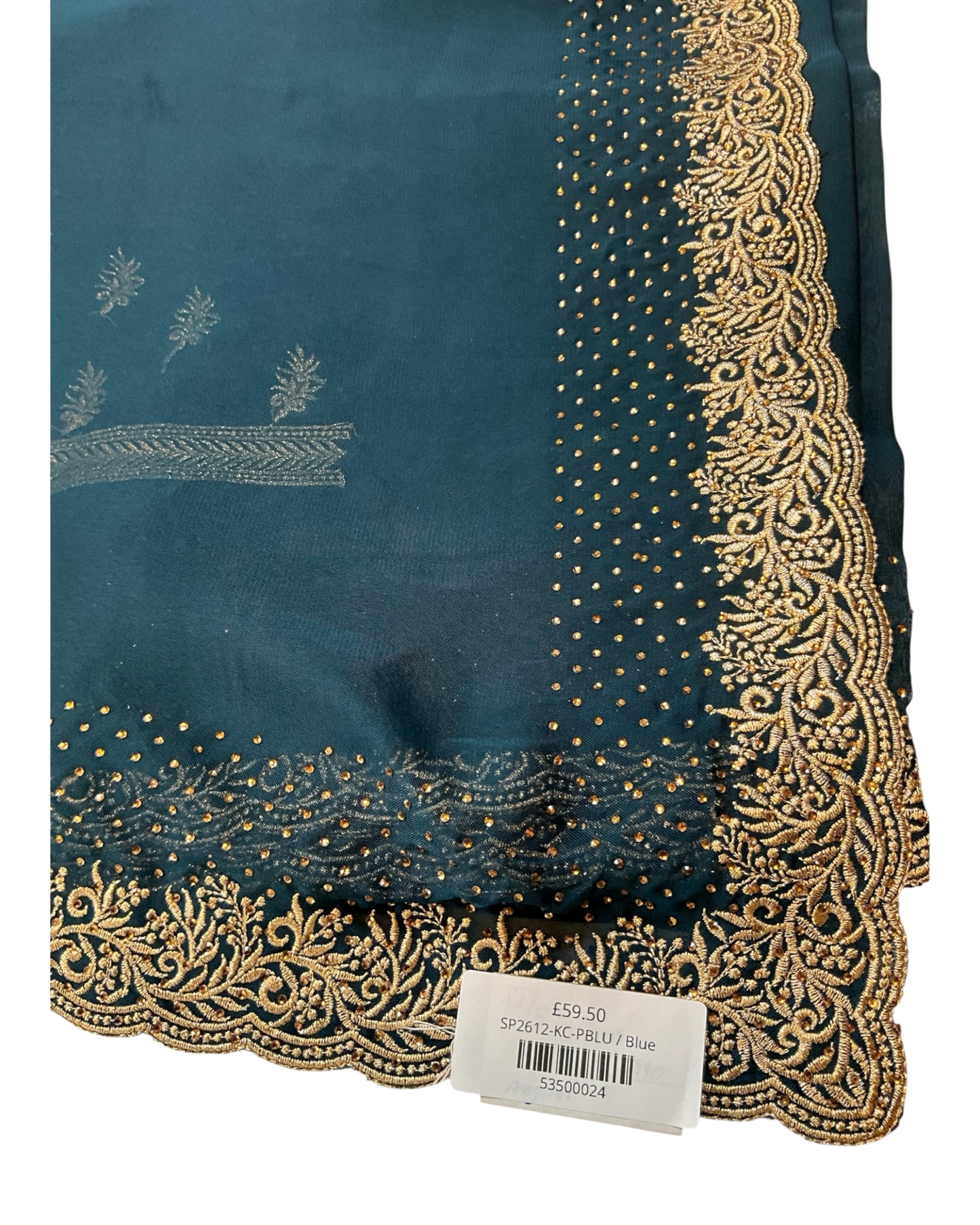 Petrol Blue - Saree with Thread / Stone Work and Blouse Piece - UK stock - 24hr Dispatch - SP2612 KR