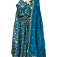 Turquoise Blue - Banarasi Brocade Silky Lehenga Set - Mehndi / Sangeet / Bridesmaids / Weddings / Garba  - Size UK 12 (38" Bust) Adjustable to Size 14 - UK Stock - 24h Dispatch - AF2601 02VP26
