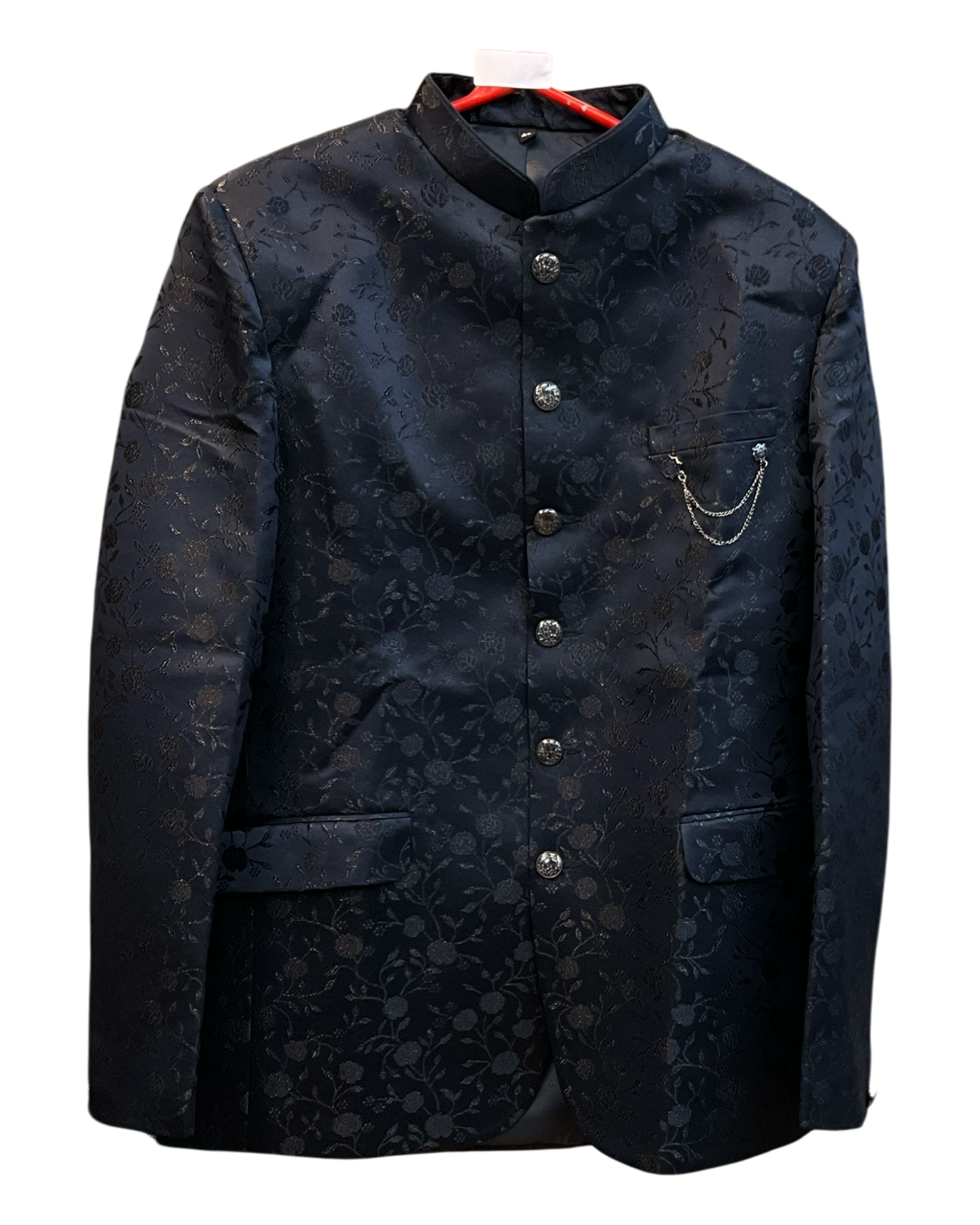 Navy Blue - PREMIUM Slim Fit Mens Self Brocade BandhGala / Prince / Chinese Collar Jacket - Fantastic Fit - CS2602 01TT26