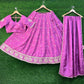 Pink - Silky Lehenga Set - Mehndi / Sangeet / Bridesmaids / Weddings / Garba  - Size UK 12 (38" Bust) Adjustable to Size 14 - UK Stock - 24h Dispatch - AF2602 02TY26