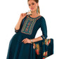 Teal - Simple / Classy Ladies Indian Trousers Suit with Printed Dupatta - Size 12 (38") - LL22601 VV 1024