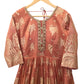 Banarasi Silky Peach / Coral Anarakali Long Dress with Trousers - Size 10, 14  and 18 - KTC241070TT