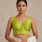 40" / UK 14 - Lime Green - Silky Designer Saree blouse with cups,  Sleeveless - UK Stock - Quick Delivery - RNK - R717 KV
