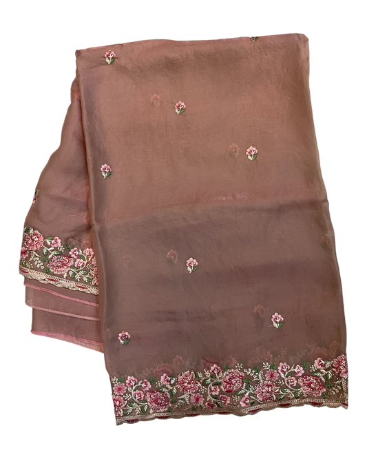 Baby Pink - Fancy Party Saree with Blouse Piece - UK stock - 24hr Dispatch - LTF4606 07VY26