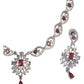 Pink - American Diamond Style Silver Finish Small Size Necklace Set with Earrings - AE2421 11R24