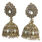 Mint Green - Large - Antique Gold Finish Traditional Zhumki Earrings - Bollywood - Weddings - LX6389 P 0724