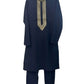Dark Navy Blue - Soft Cotton Silky Mens Kurta Set with Rich Embroidery- Sangeet Mehendi Haldi - KCS2002 06VY26