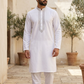 White - Soft Silky Mens Kurta Set with Neck Thread Embroidery -Eid Sangeet Mehendi Haldi - KCS2001 06KH26