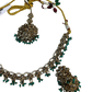 Turquoise - Medium Size Antique Gold Finish Necklace Set with Earrings & Head Piece - RAK436 04A26
