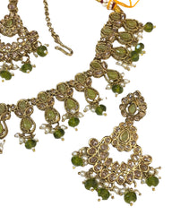 Henna Green - Large Size Necklace Set with Earrings - PRI1753 H 0424