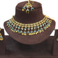Sky / Light Blue - Medium Size Antique Gold Finish Necklace Set with Earrings - HB1000  KY 0424