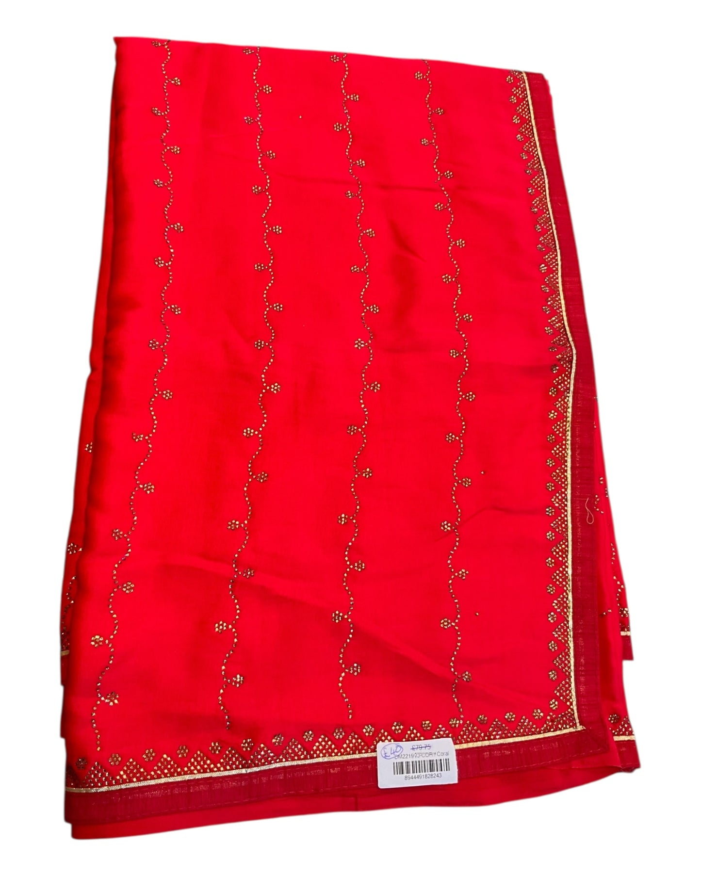 Sale - Coral Pink - Fancy Saree with Blouse Piece - DM2219 VJ 0922