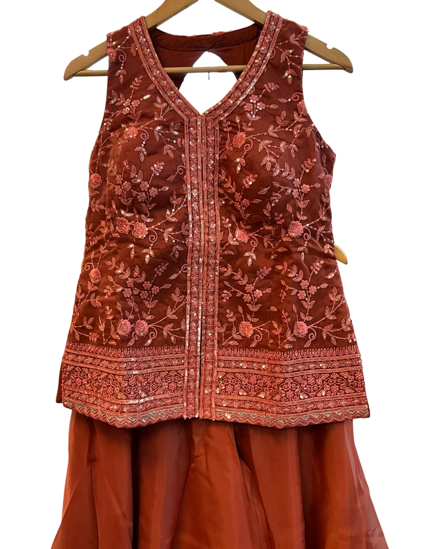 UK 10 / 36" - Rust / Orange - Ladies Sharara / Palazzo Trousers Suit - UK Stock - Sangeet / Henna / Weddings - HEL6520 PY
