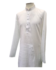 Rich / Leather Cotton Mens Indian Kurta set in White - for Sangeet, Mehndi, Eid Celebration (with smart trousers) - FILO 0822 KP