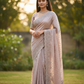 Peach - Designer Crepe Saree with Thread / Stone Work and Blouse Piece - UK stock - 24hr Dispatch - RS2512 RJ