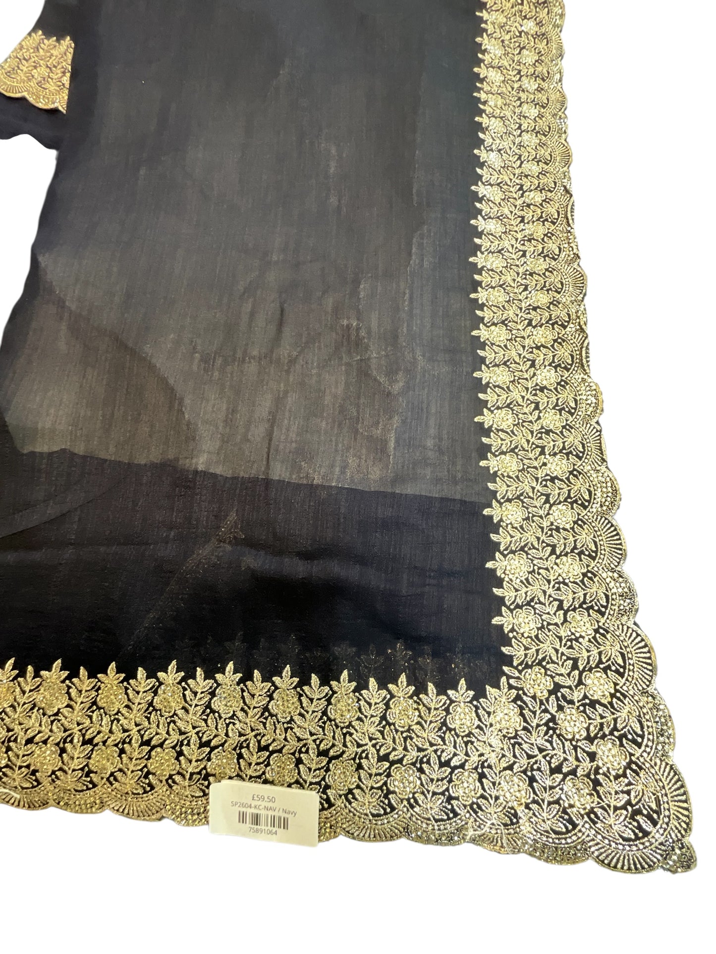 Navy Blue - Fancy Party Saree with Blouse Piece - UK stock - 24hr Dispatch - SP2604 KC