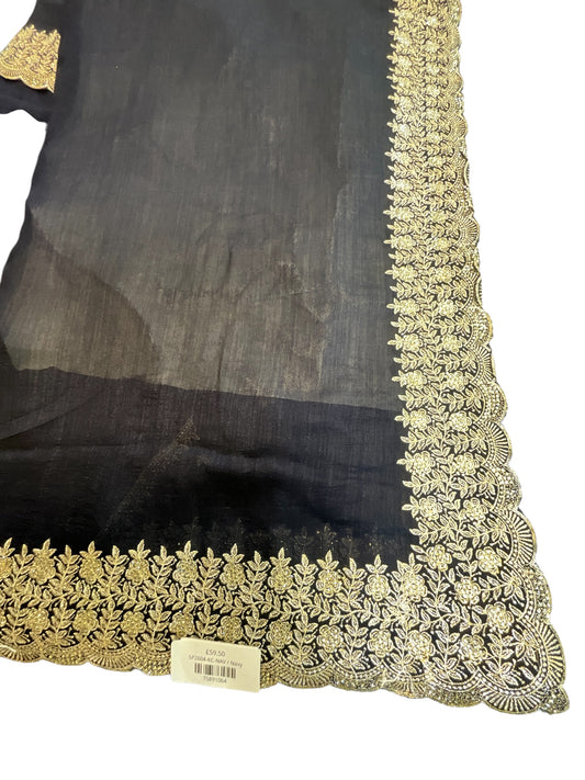 Navy Blue - Fancy Party Saree with Blouse Piece - UK stock - 24hr Dispatch - SP2604 KC