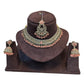 Peach - Medium Size Antique Gold Finish Necklace Set with Earrings & Tika Head piece - GGA05  KV 0525