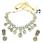 Light Green - Medium Size Antique Gold Finish Choki Necklace Set with Earrings - Bollywood - AVON-KU1320  08KA25