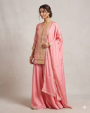 UK 16 / 42" - Baby Pink- Ladies Sharara / Palazzo Trousers Suit - UK Stock - Sangeet / Henna / Weddings - DIL29006 VP