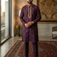 Wine - Soft Cotton Silky Mens Kurta Set with Neck Thread Embroidery- Sangeet Mehendi Haldi - KCS1025 06VY26