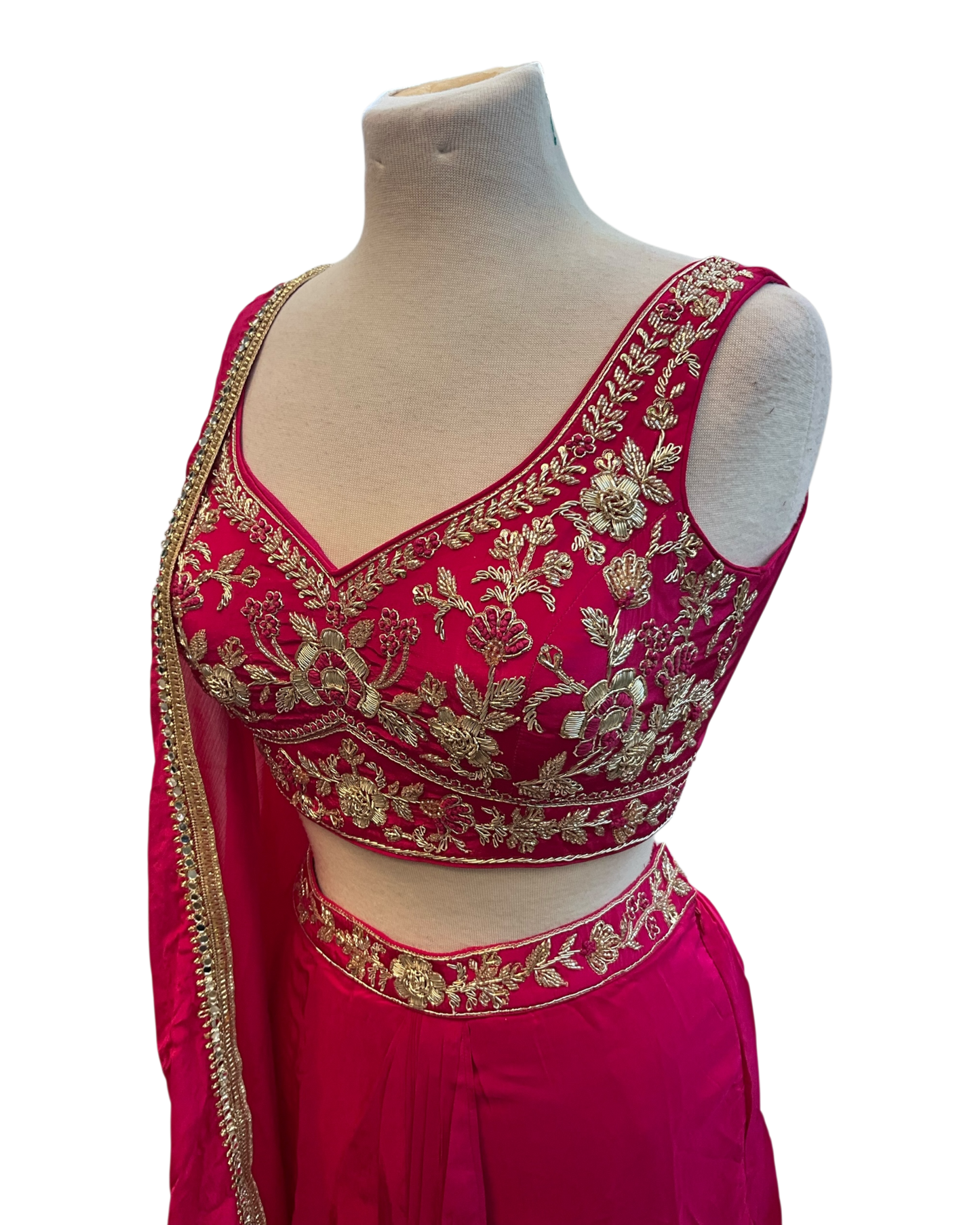 Size 12 (38") - Fuchsia Pink / Magenta - Designer Ladies Short Top Saree Suit - VMK Bhumi PY