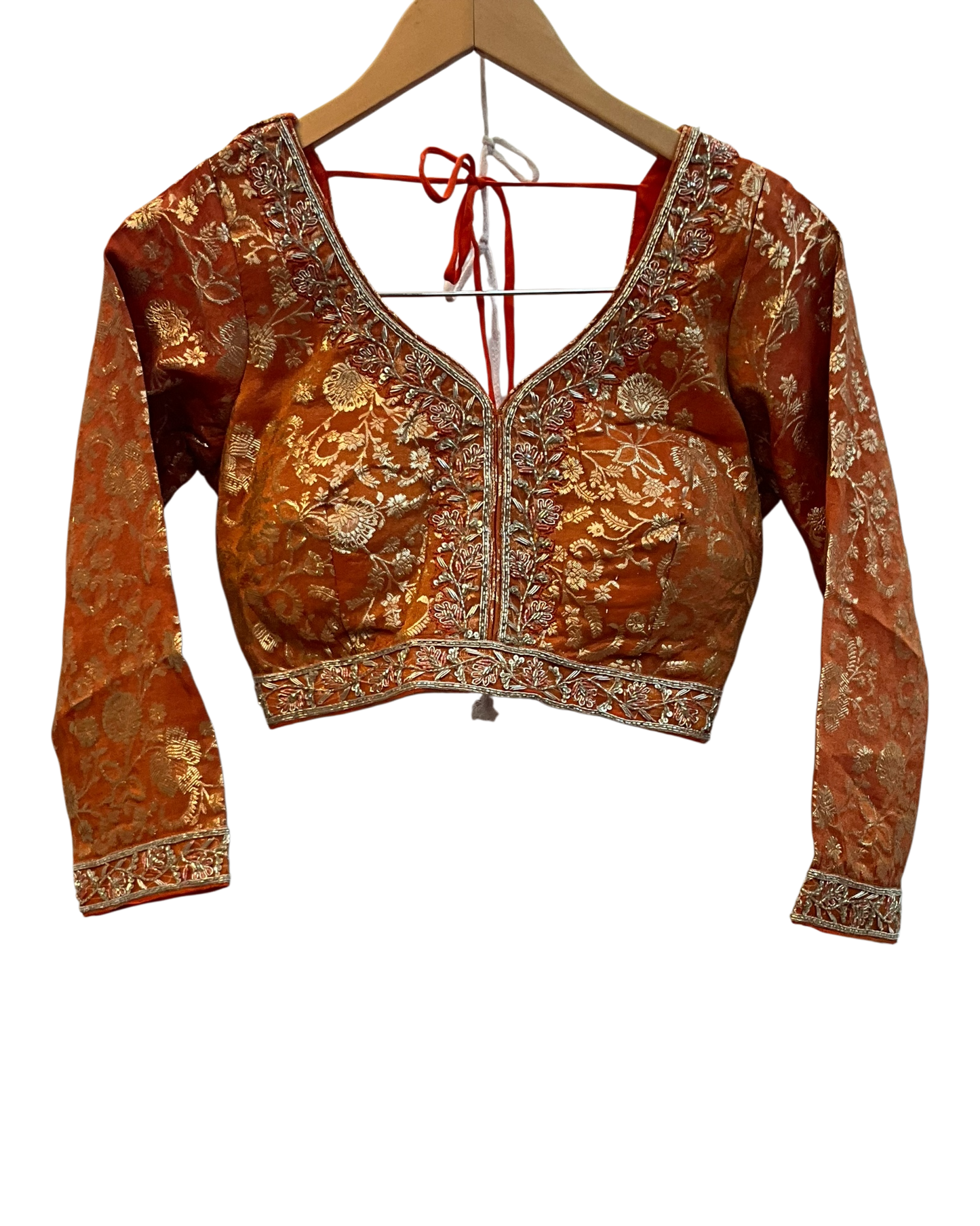 Size UK 12 (38" Bust) Adjustable to Size 14 - Orange - Silky Lehenga Set - Mehndi / Sangeet / Bridesmaids / Weddings / Garba  - UK Stock - 24h Dispatch - JF10468 05PA26