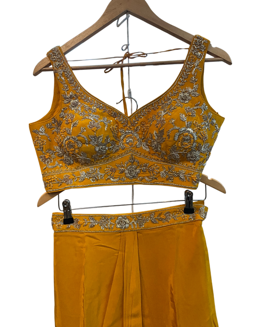 Size 12 (38") - Haldi Yellow - Designer Ladies Short Top Saree Suit - VMK Bhumi PY