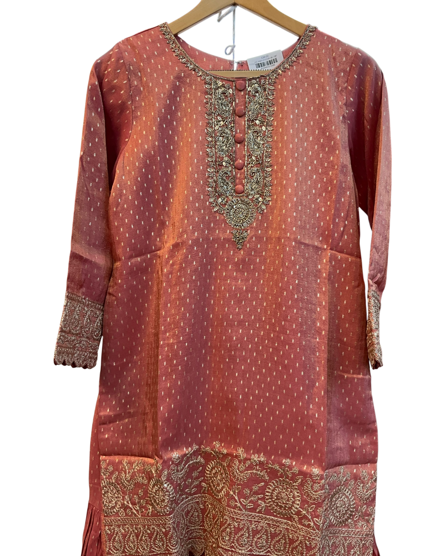 UK 12 / 38" - Coral Pink - Ladies Sharara / Palazzo Trousers Suit - UK Stock - Sangeet / Henna / Weddings - HEL6501 JY