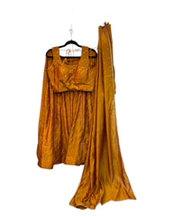 Amber Yellow -  Dupion Silk Lehenga Set - Size UK 12 (38