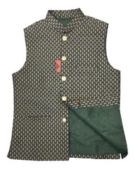 Grey - Benarasi Handloom Brocade Mens Waistcoat - KCS2301 KK 0923