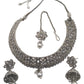 Clear - Medium - Silver Finish Necklace Set with Earrings - DAJ474 H 0724