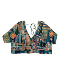 Navy Petrol Blue - Banarasi Brocade Saree / Lehenga blouse - 40