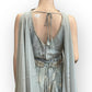 Silver Grey - Designer Ladies Short Top Palazzo Trousers Suit - Size 12 (38") - VMK KIA RR