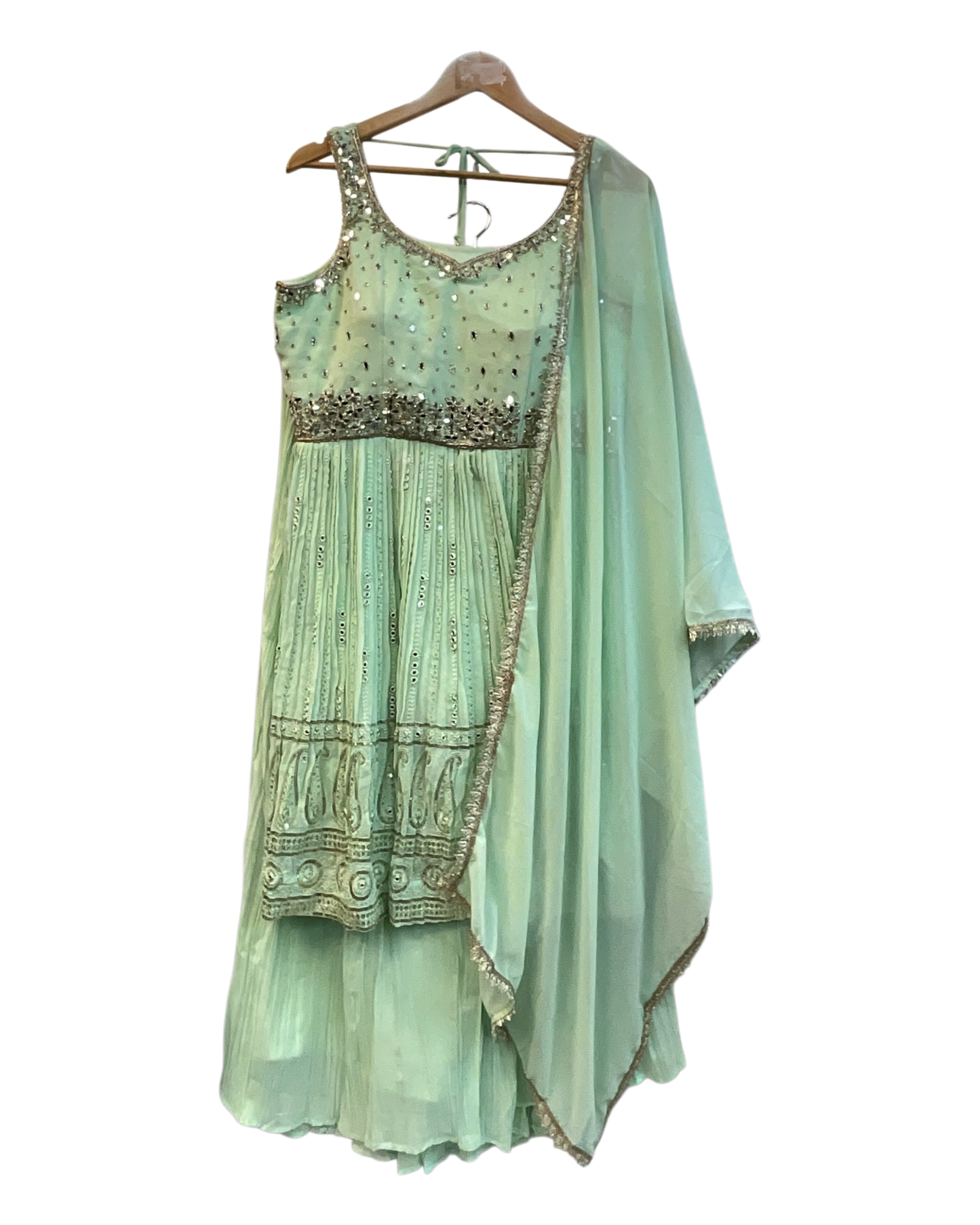 Sale! Mint Green - Ready Made Palazzo Trousers Set - Size 12 - 42" (Loosen up to 14) ) UK Stock - 24h Dispatch - KTC2354 04TT23