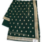 Bottle Green - Chiffon - Party Wear Embroidered Saree with Blouse Piece - SP2504008 VY