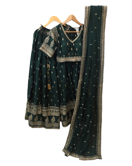 Amazing value  Bottle Green Lehenga Set - Size 12(38") - UK Stock - 24h Dispatch - SWA2403 JV 0324